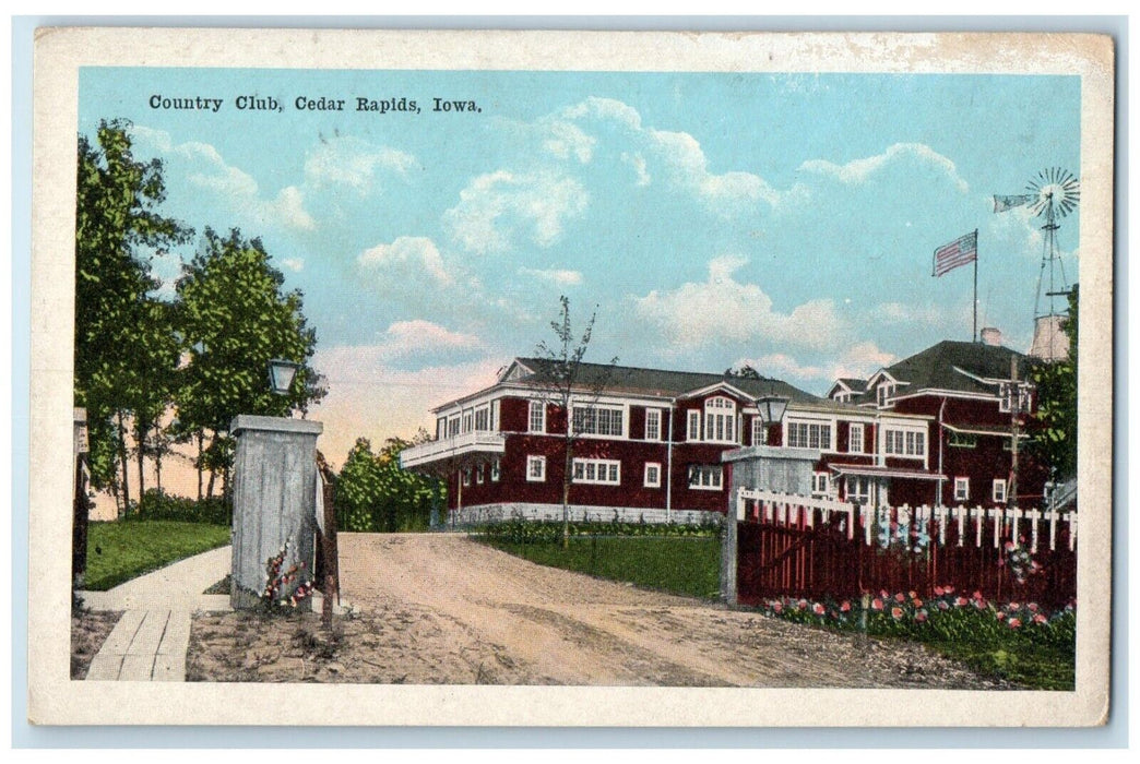 c1920 Entrance Country Club Building Cedar Rapids Iowa Vintage Antique Postcard