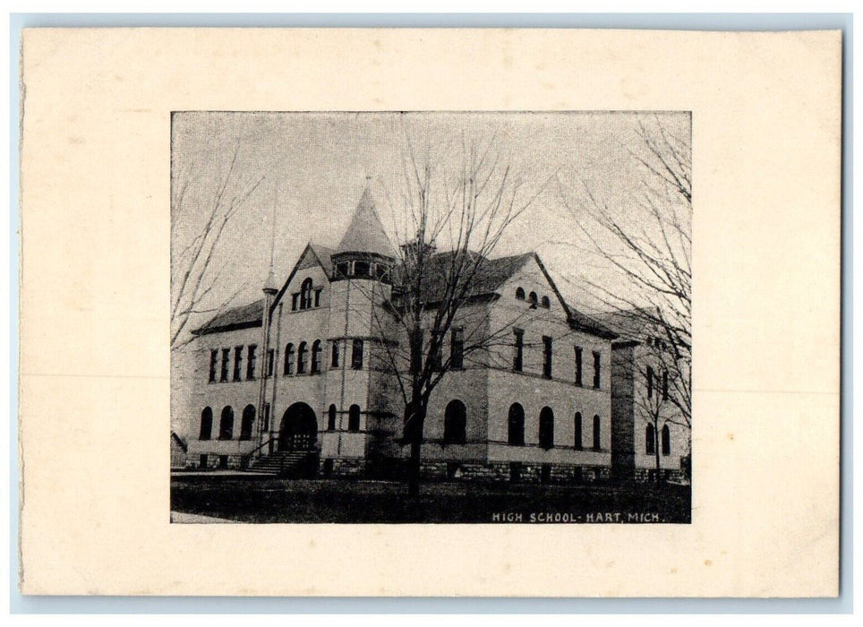 c1905 High School Building Campus Hart Michigan MI Unposted Antique Postcard