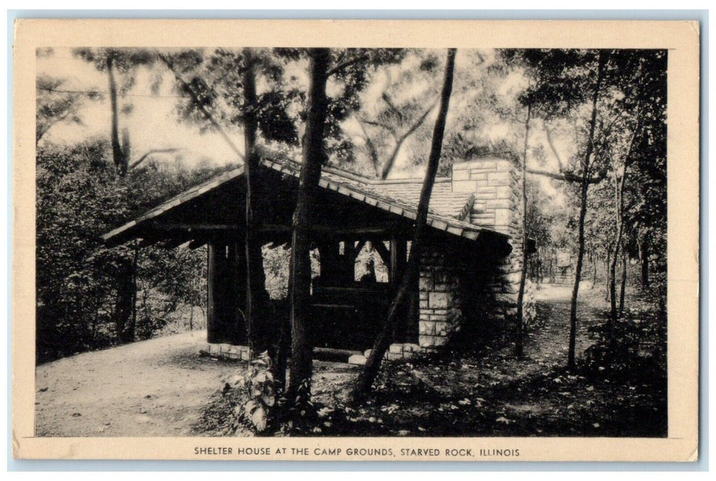 1949 Shelter House Camp Grounds Exterior House Starved Rock Illinois IL Postcard