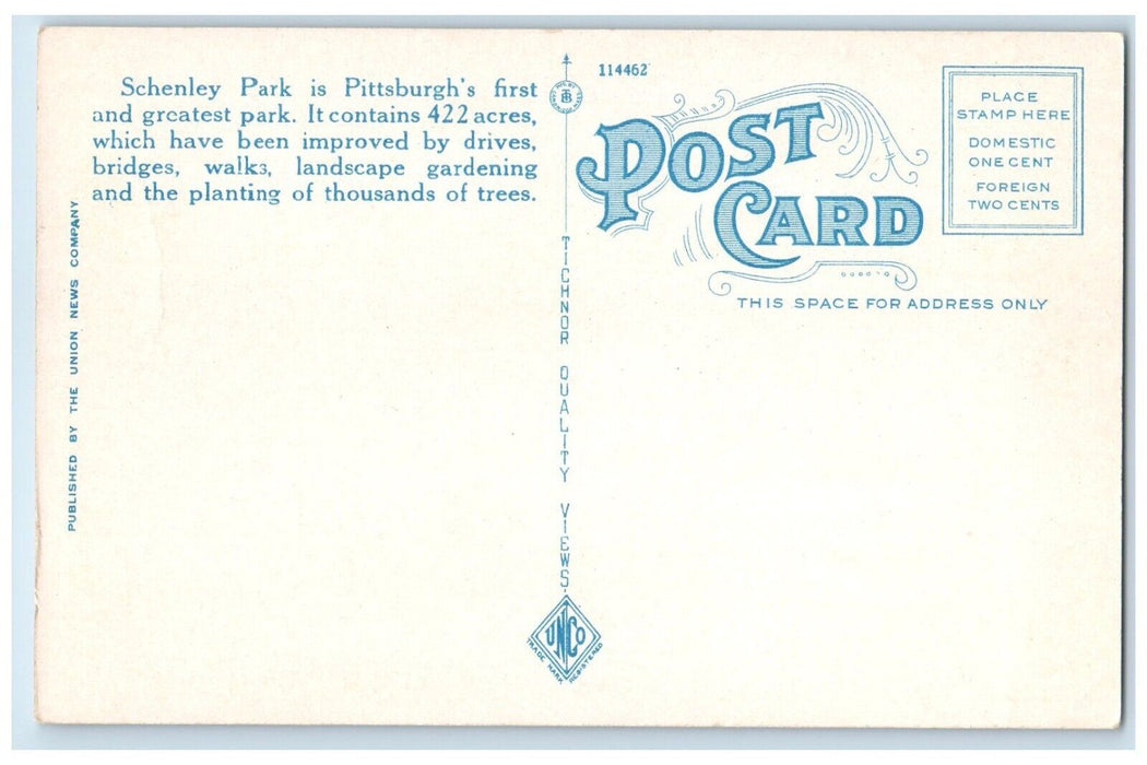 c1920 Public Swimming Pool Bath House Board Schenley Park Pittsburgh PA Postcard