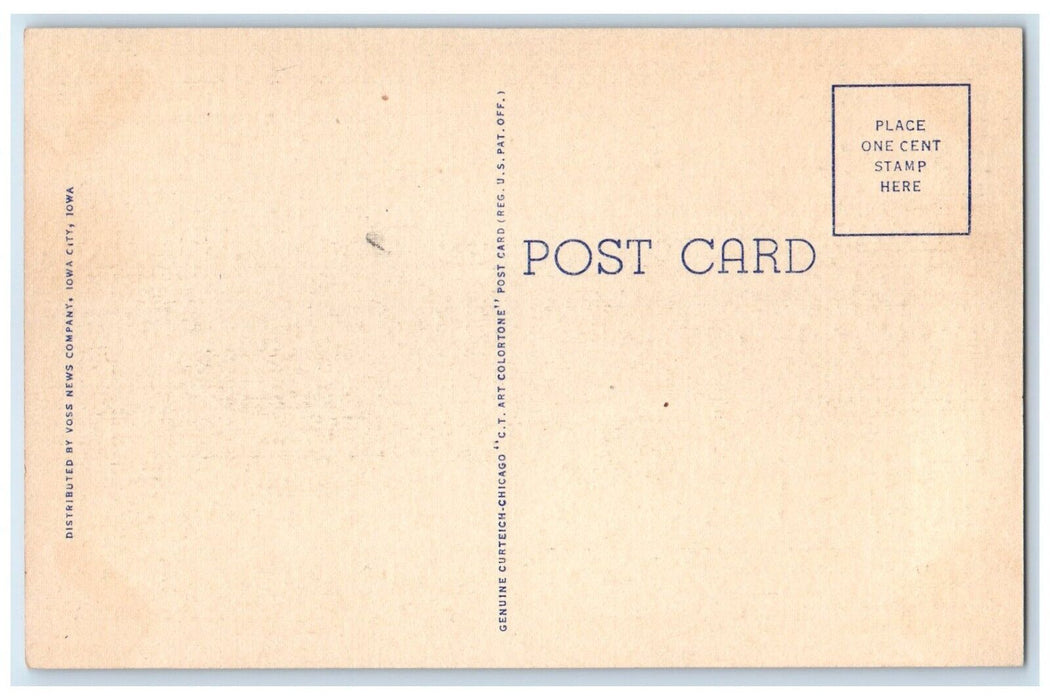 c1940 Dramatic Arts Building University Iowa Trees River Iowa City Iowa Postcard