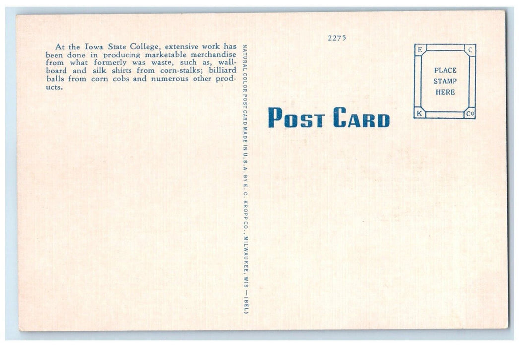 c1940 Memorial Union Building Iowa State College Ames Iowa IA Unposted Postcard
