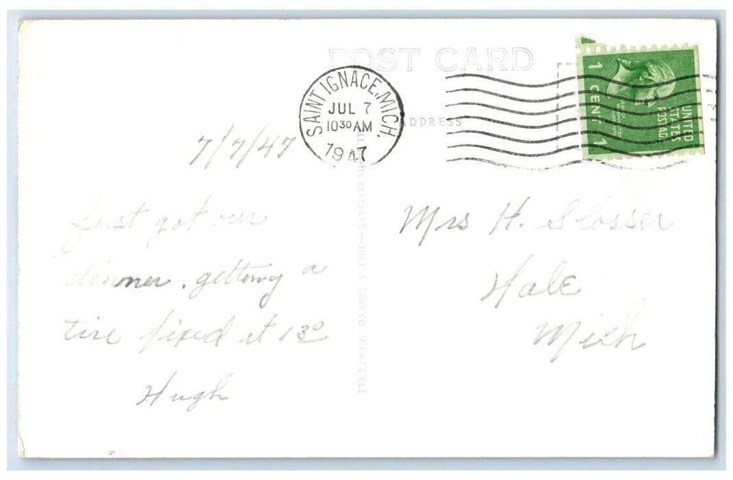 1947 Poe Lock Steamship Edward Chambers Cook Sault Ste. Marie MI RPPC Photo