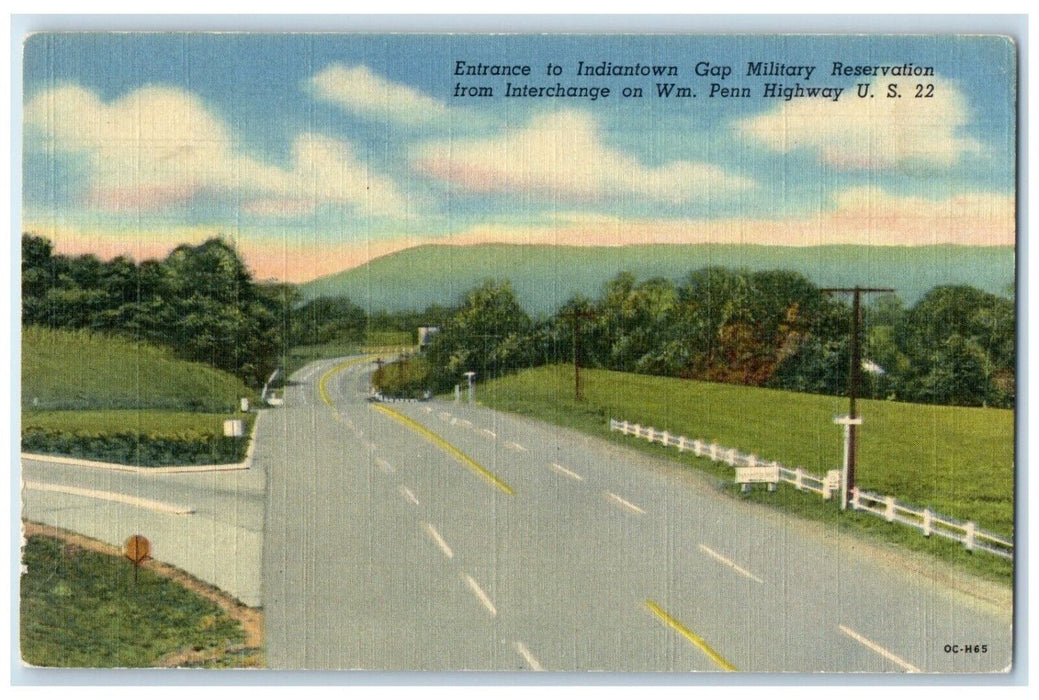 c1940 Entrance Indiantown Gap Military Reservation Pennsylvania Vintage Postcard