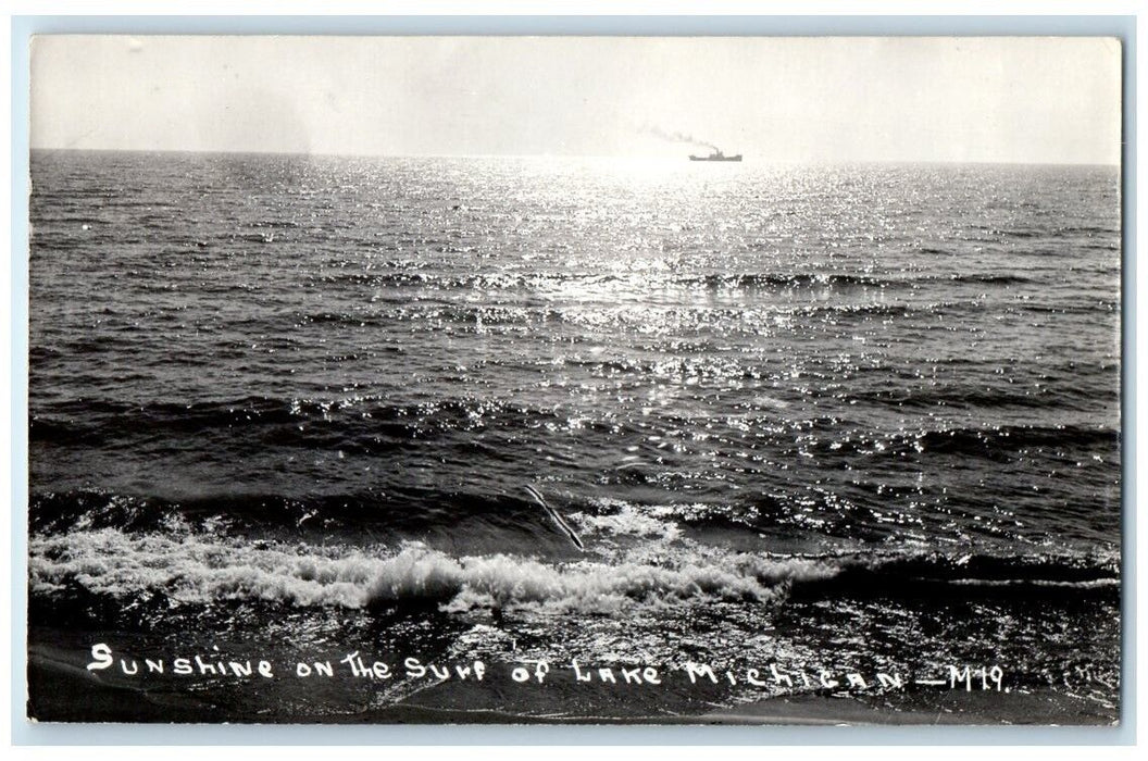 1925 Sunshine & Surf Steamboat View Lake Michigan MI RPPC Photo Postcard