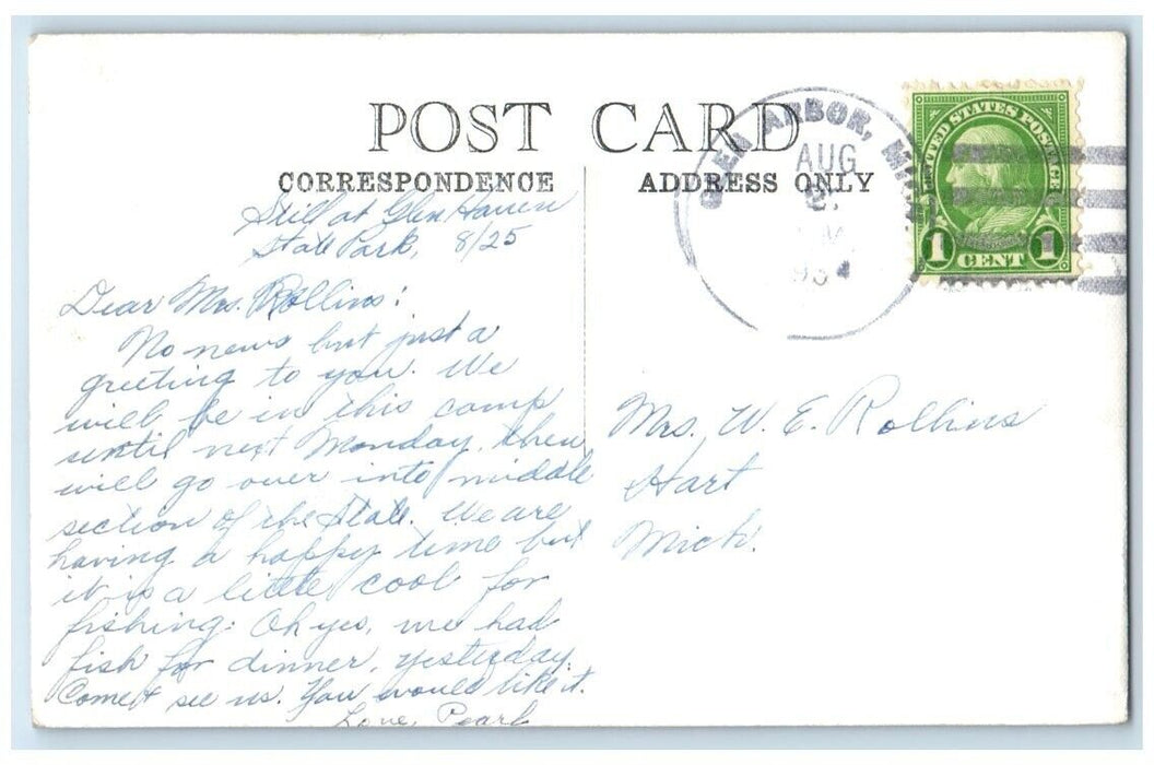 1925 Sunshine & Surf Steamboat View Lake Michigan MI RPPC Photo Postcard