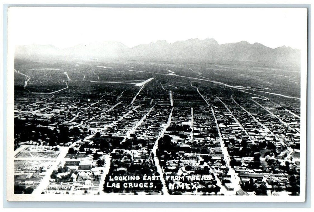 c1940's Aerial View Looking East Las Cruces New Mexico NM RPPC Photo Postcard