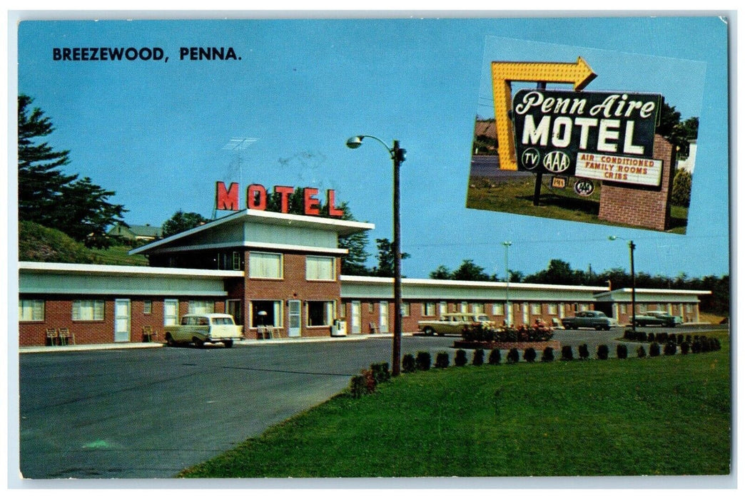 c1940 Penn Aire Motel West Turnpike Interchange Breezewood Pennsylvania Postcard