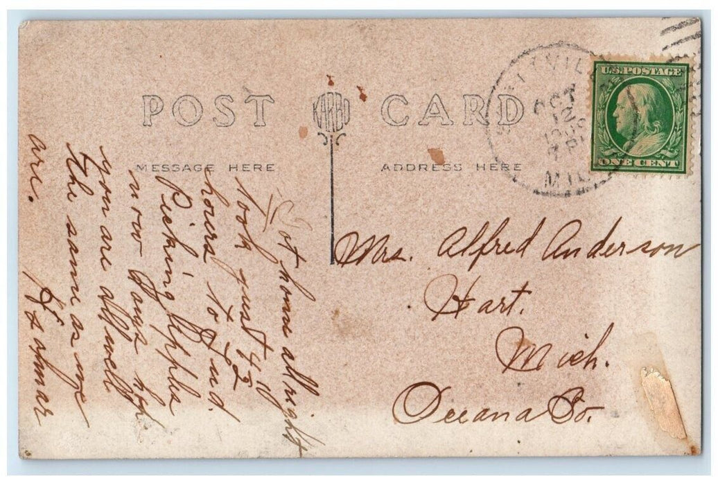 1909 Pere Marquette River Boat View Scottville MI RPPC Photo Posted Postcard