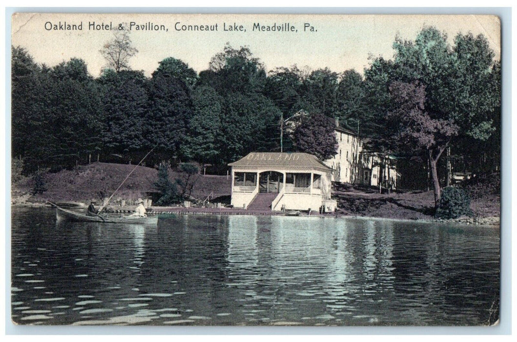 1909 Oakland Hotel Pavilion Conneaut Lake River Meadville Pennsylvania Postcard