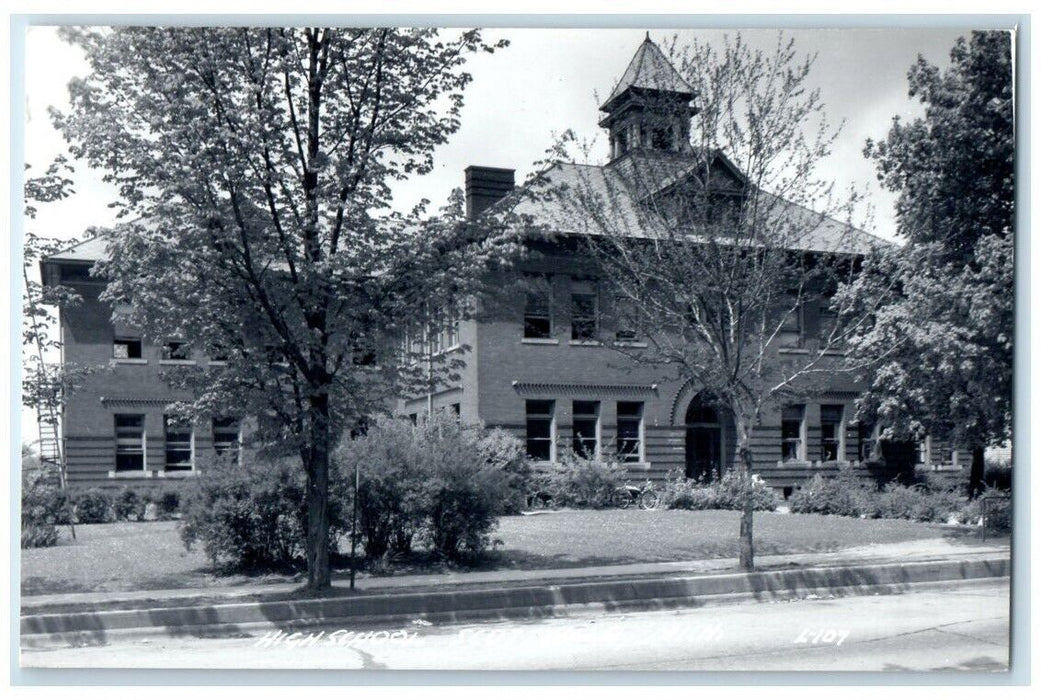 c1940 High School Building View Scottville MI RPPC Photo Unposted Postcard