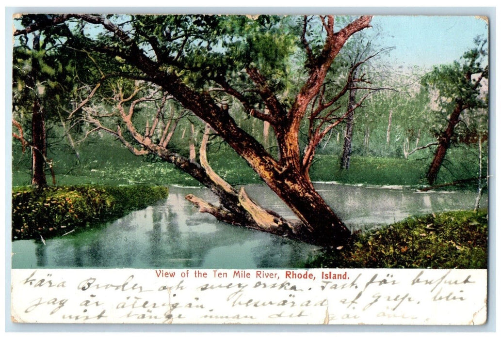 1907 Scenic View Ten Mile River Trees Warren Rhode Island RI Vintage Postcard