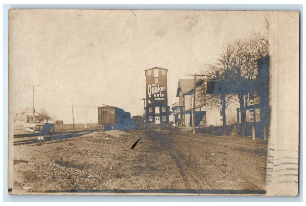 1907 Quaker Oats Co. Railroad Train View Aultman OH RPPC Photo Postcard