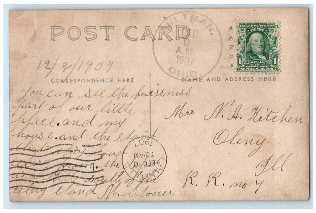1907 Quaker Oats Co. Railroad Train View Aultman OH RPPC Photo Postcard