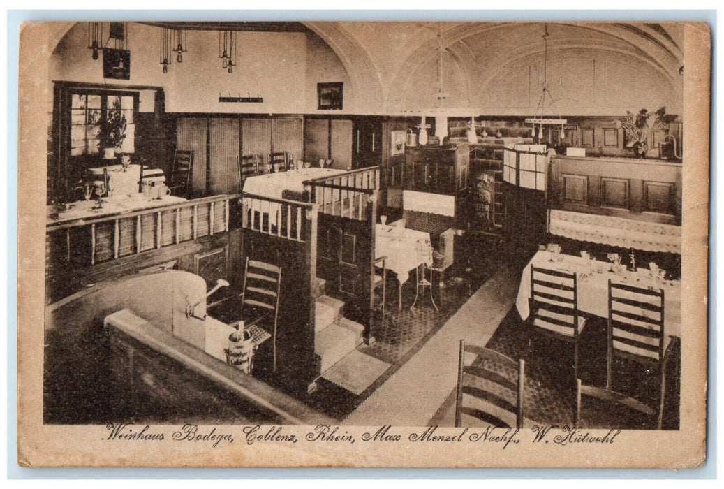 c1905 Weinhaus Bodega Koblenz Rhein Germany Max Menzel Nachf Antique Postcard