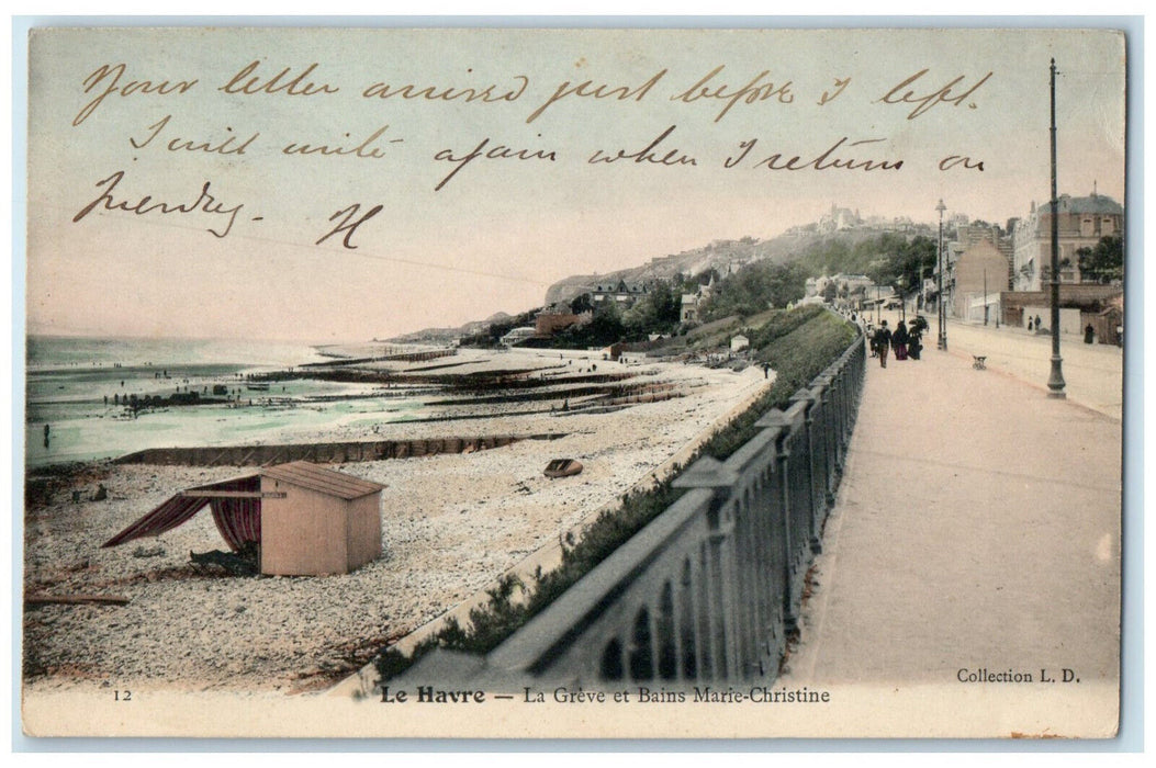 1905 Le Greve And Bains Marie-Christine Le Havre Normandy France Postcard