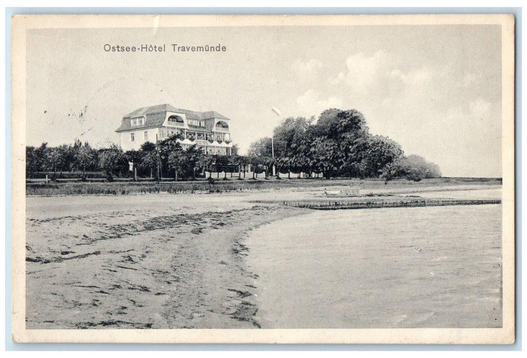 1912 Ostsee-Hotel Travemunde Ferry Port in Germany Posted Antique Postcard