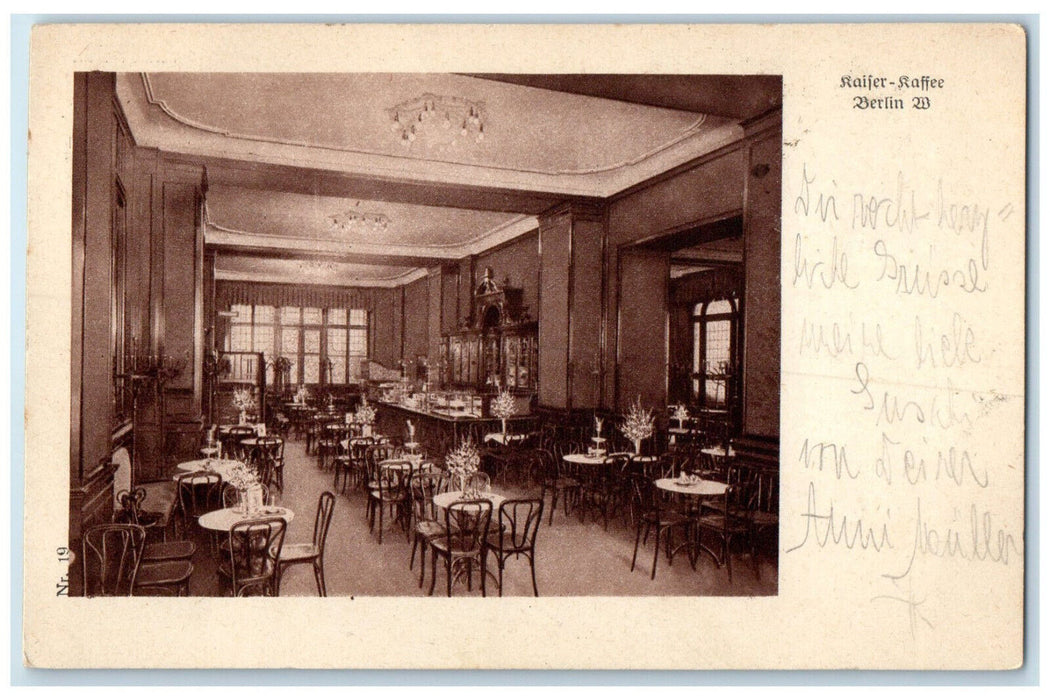 1919 Interior Dining Area Kaiser-Kaffee Berlin Germany Posted Antique Postcard