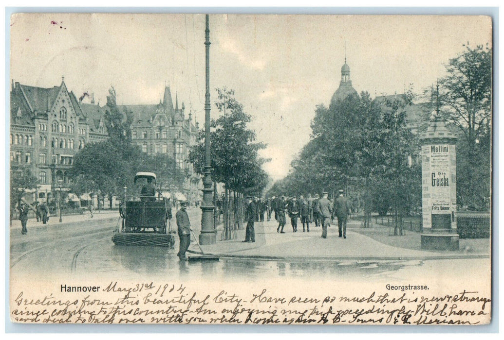 1904 Road Clearing Georgstrasse Hannover Germany Antique Posted Postcard