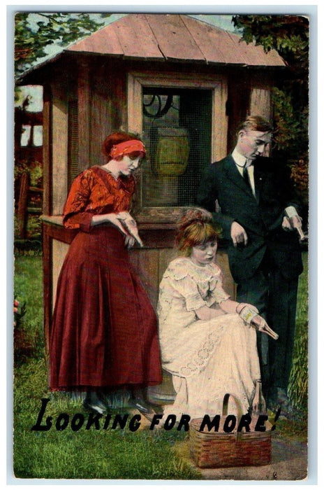 c1910's Woman Alcohol Drinking Looking For More Hand Cancel Antique Postcard