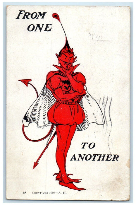 1905 Devil From One To Another Chicago Illinois IL Posted Antique Postcard