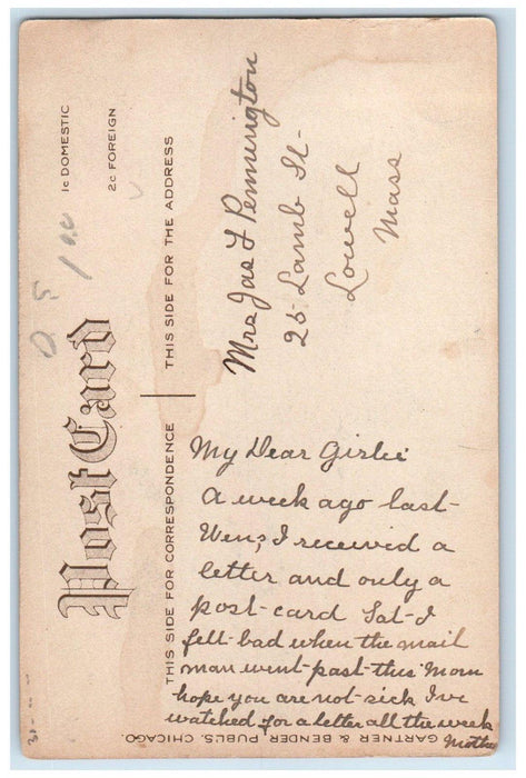 c1910's Gee Wilihins Clown Suit Walking Lowell Massachusetts MA Antique Postcard