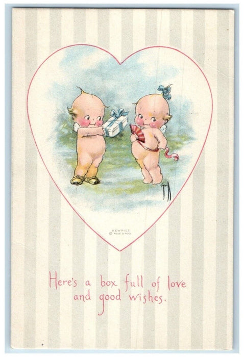 c1910's Valentine Heart Kewpies Gift Gibson Mansfield Ohio OH Antique Postcard