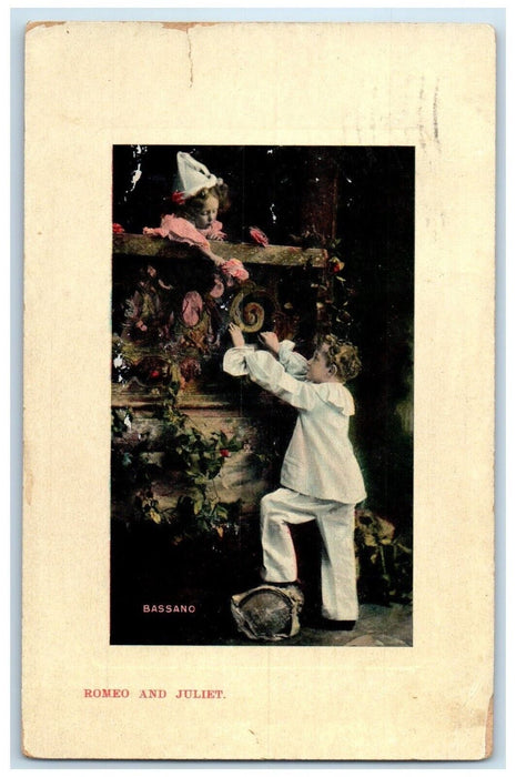 1909 Romeo And Juliet Bassano Children Quincy Illinois IL Antique Postcard