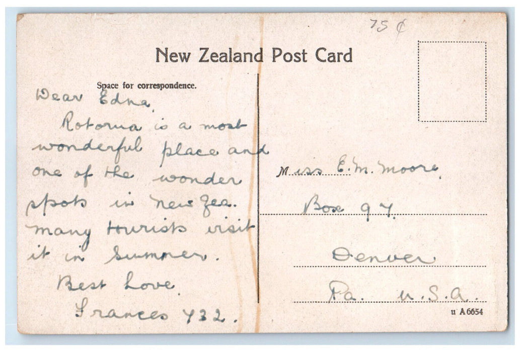 c1910 Prince of Wales Feathers Pohutu Waikorohihi Geysers New Zealand Postcard