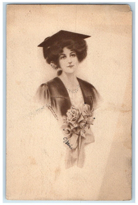 1910 Woman Graduation Day Michigan City Indiana IN Posted Antique Postcard