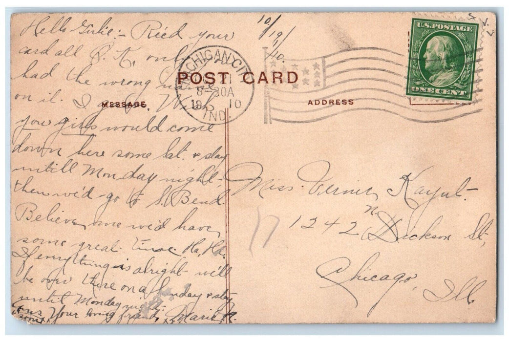 1910 Woman Graduation Day Michigan City Indiana IN Posted Antique Postcard