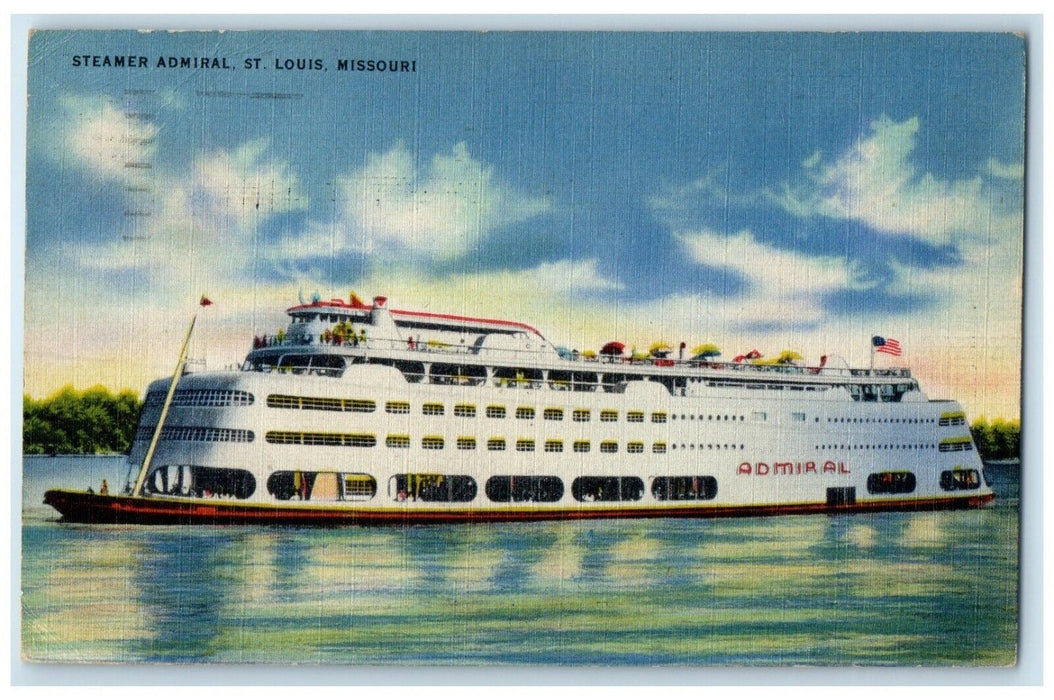 1944 Steamer Admiral Ferry St. Louis Missouri MO Soldier Mail Vintage Postcard