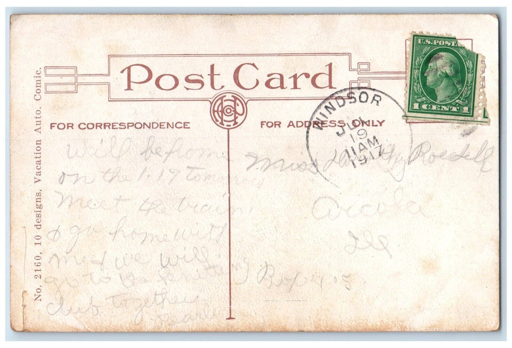 1917 Woodrow Wilson Former President Patriotic Flag Windsor Illinois IL Postcard