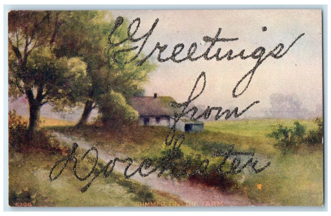 c1910 Summer On The Farm Exterior Field Boston Massachusetts MA Glitter Postcard