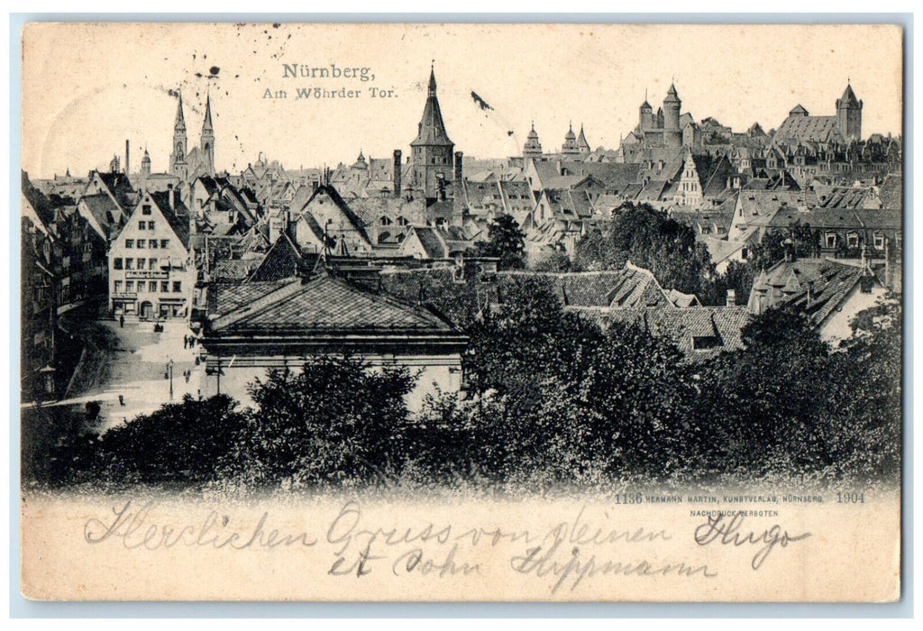 1906 Buildings View Wohrder Tor Nuremberg Germany Posted Antique Postcard
