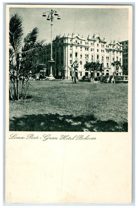 c1940's View of Gran Hotel Bolivar Lima Peru Posted Vintage Postcard