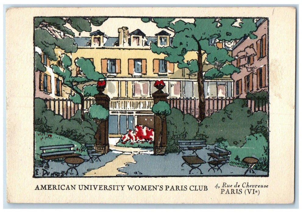 1933 Chevreuse Street American University Women's Paris Club France Postcard