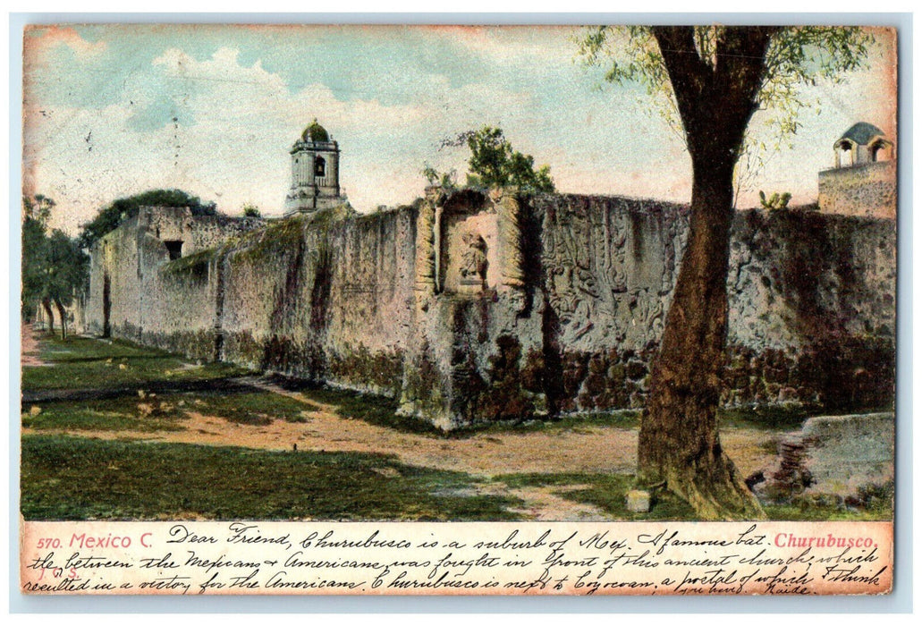 1906 Scene of in Building Churubusco Mexico C. Antique Posted Postcard