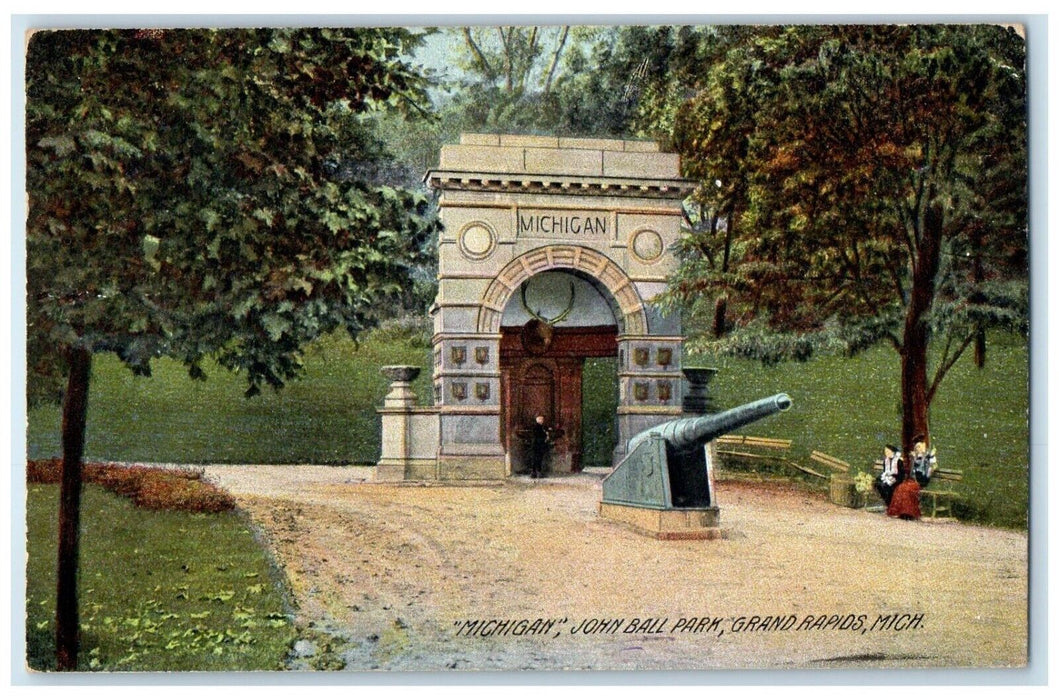 1909 Michigan John Ball Cannon Dirt Road Grand Rapids Michigan MI Postcard