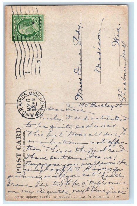 1909 Central High School Building Grand Rapids Michigan MI Antique Postcard