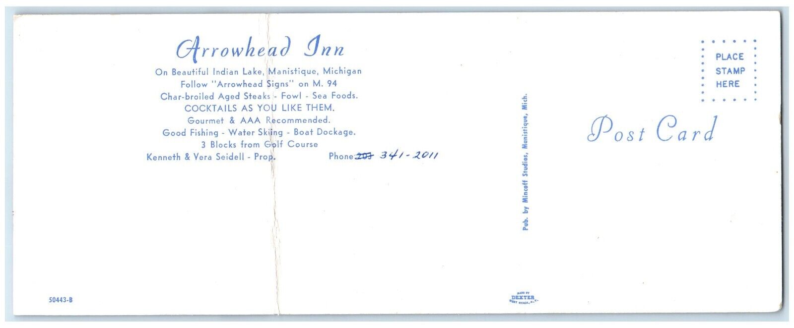 c1960 Arrowhead Inn Beautiful Indian Lake Manistique Michigan Multiview Postcard