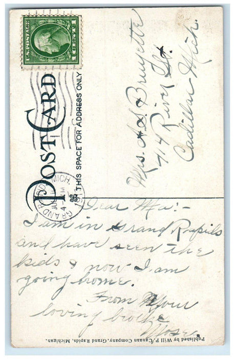 1913 Manhattan Beach Reed's Lake Boat Grand Rapids Michigan MI Antique Postcard
