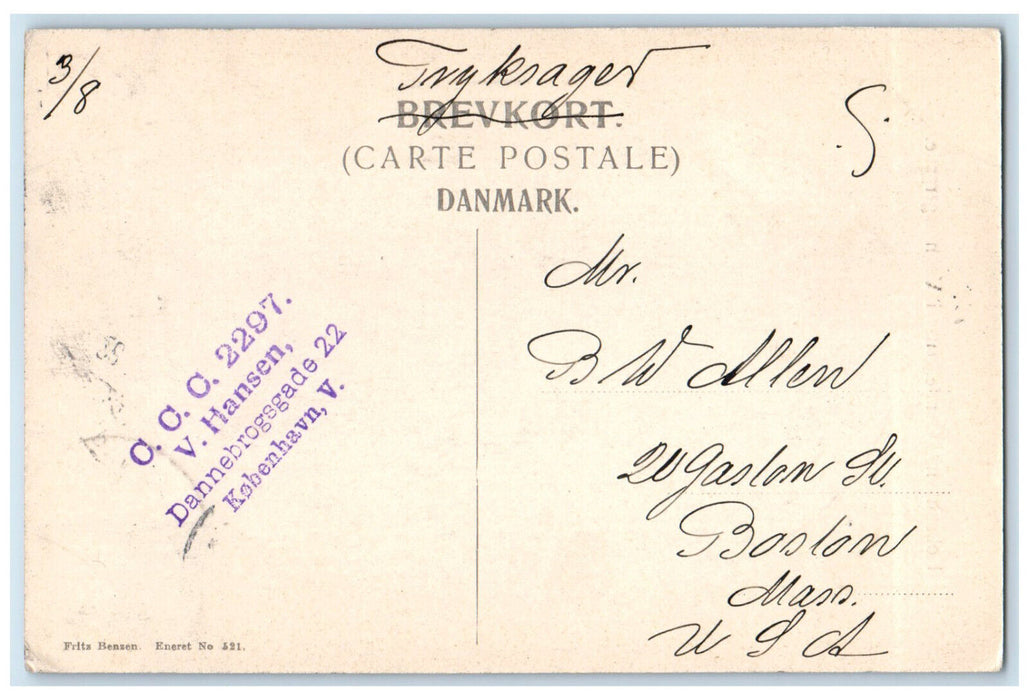 c1910 Gamle Huse Vognmagergade Kobenhavn (Copenhagen) Denmark Posted Postcard
