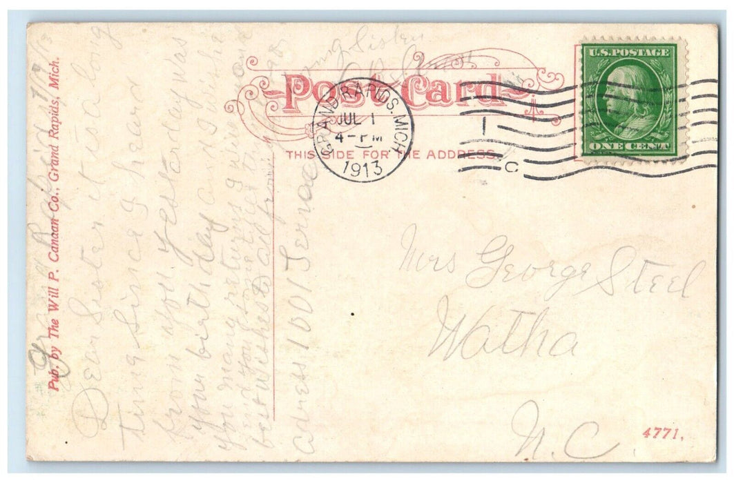 1913 Drive In John Ball Park Grand Rapids Michigan MI, Woman Scene Road Postcard