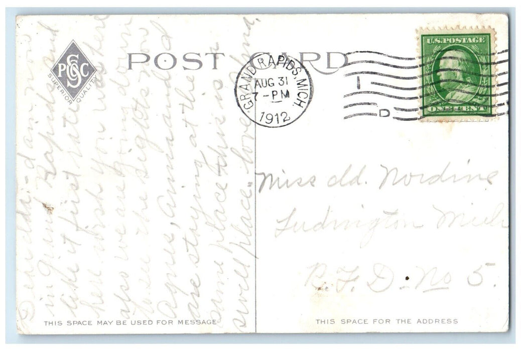 1912 Public Library Building Grand Rapids Michigan MI Posted Antique Postcard