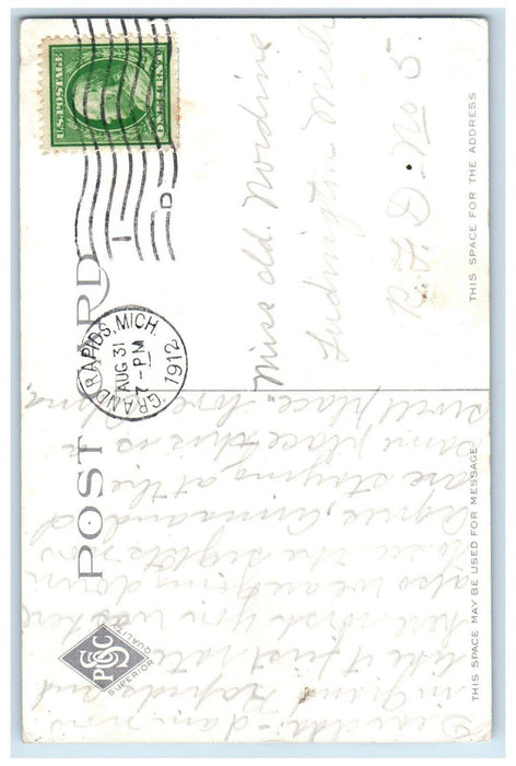 1912 Public Library Building Grand Rapids Michigan MI Posted Antique Postcard