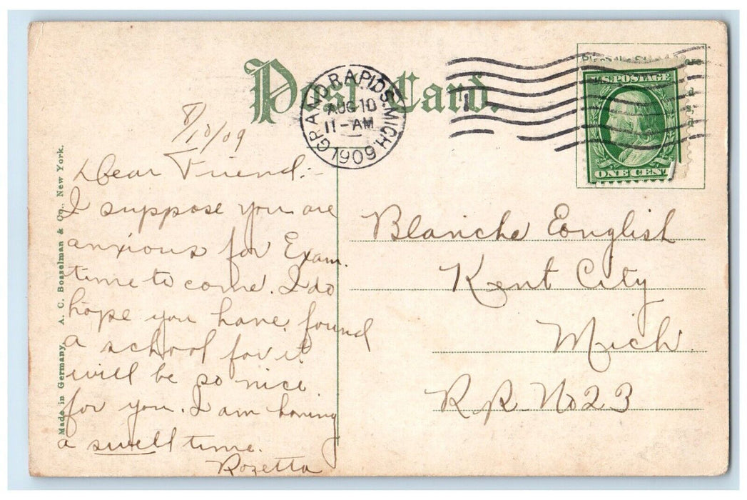 1909 New Grand Trunk Depot Bicycle Grand Rapids Michigan MI Antique Postcard