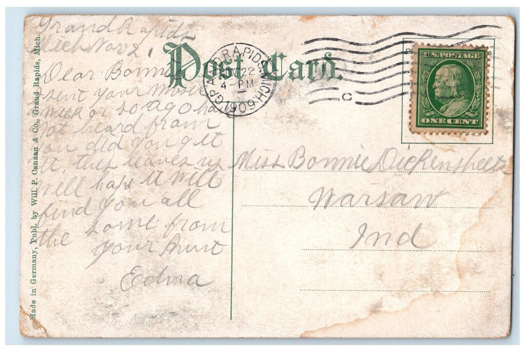1909 Monroe And So. Division Sts. Grand Rapids Michigan MI Antique Postcard