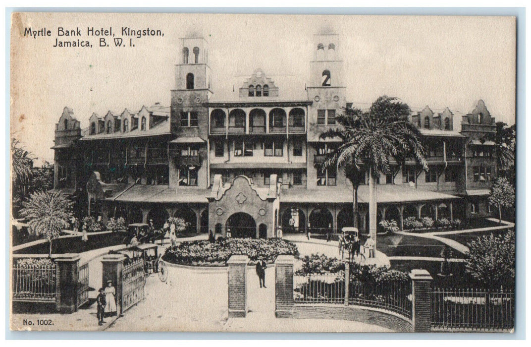 c1940's Myrtle Bank Hotel Kingston Jamaica B.W.I. Vintage Unposted Postcard