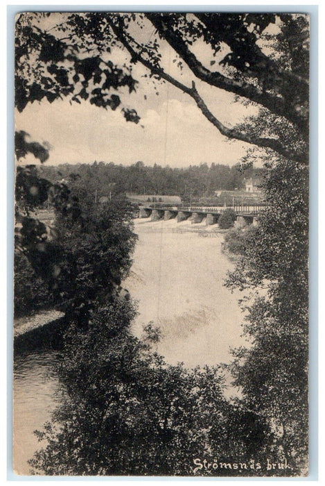1919 View of Strömsnäsbruk Kronoberg County Sweden Antique Posted Postcard